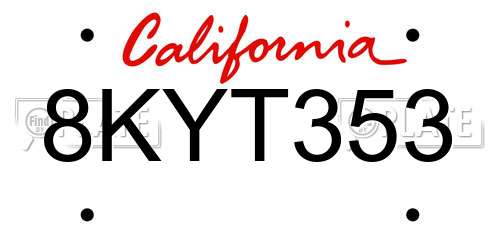 8KYT353 California License Plate