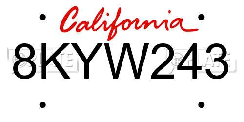 8KYW243 California License Plate