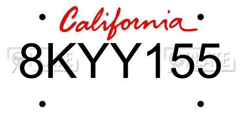 8KYY155 California License Plate