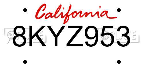 8KYZ953 California License Plate