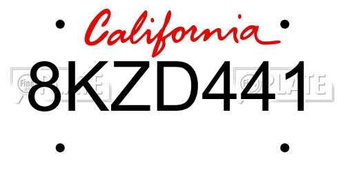 8KZD441 California License Plate