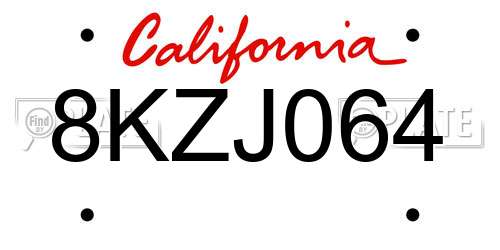 8KZJ064 California License Plate