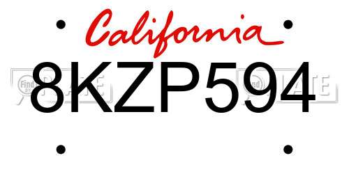 8KZP594 California License Plate