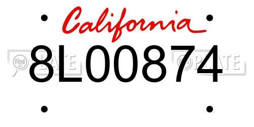 8L00874 California License Plate