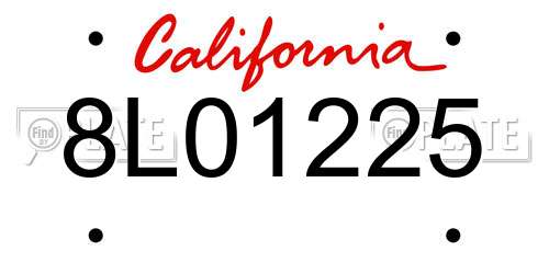 8L01225 California License Plate
