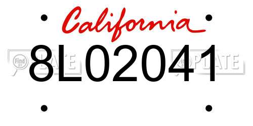 8L02041 California License Plate