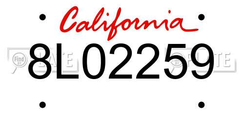 8L02259 California License Plate