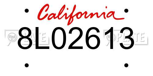 8L02613 California License Plate