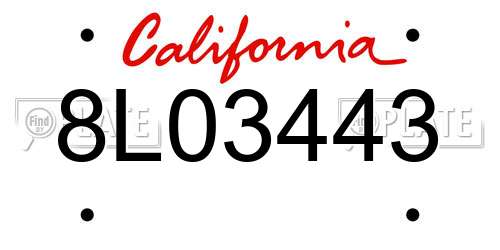 8L03443 California License Plate
