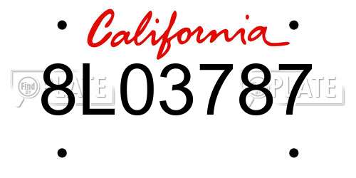 8L03787 California License Plate