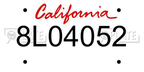 8L04052 California License Plate