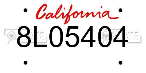 8L05404 California License Plate