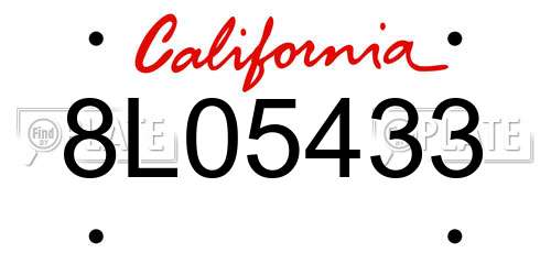 8L05433 California License Plate