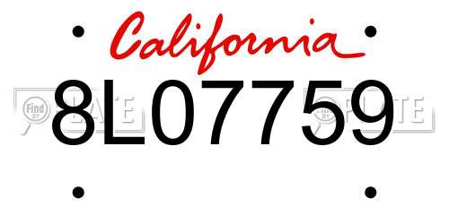 8L07759 California License Plate