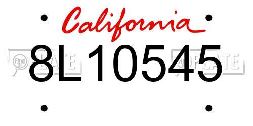 8L10545 California License Plate