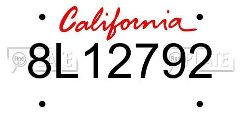 8L12792 California License Plate