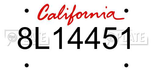 8L14451 California License Plate