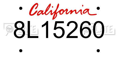 8L15260 California License Plate