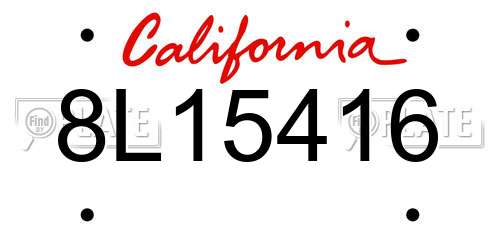 8L15416 California License Plate