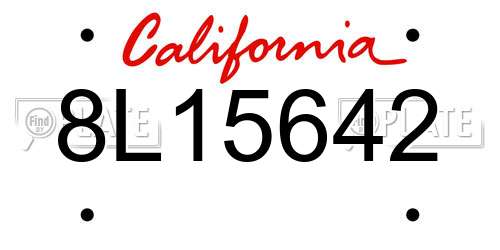 8L15642 California License Plate