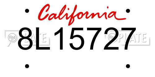 8L15727 California License Plate