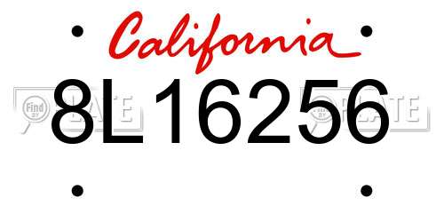 8L16256 California License Plate