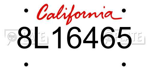 8L16465 California License Plate