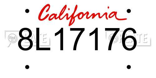 8L17176 California License Plate
