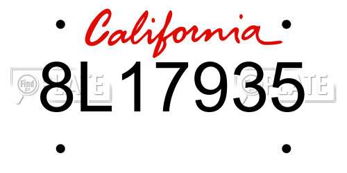 8L17935 California License Plate