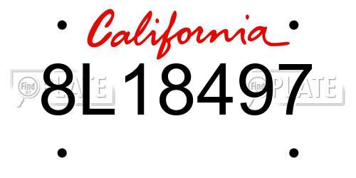 8L18497 California License Plate