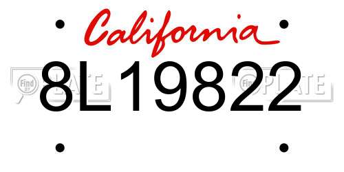8L19822 California License Plate
