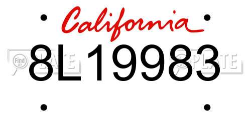 8L19983 California License Plate