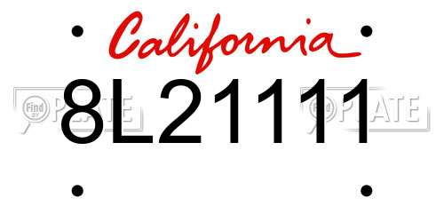 8L21111 California License Plate