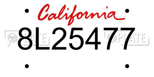 8L25477 California License Plate