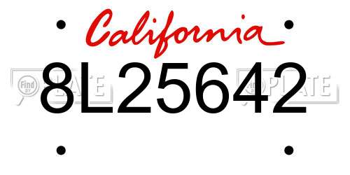 8L25642 California License Plate
