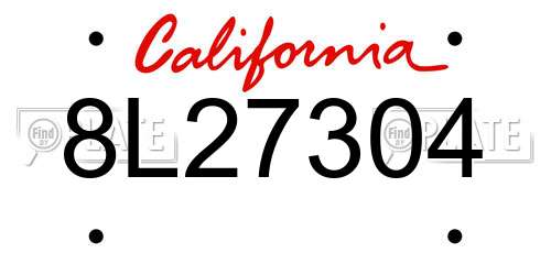 8L27304 California License Plate