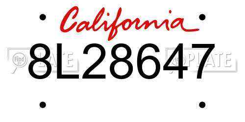 8L28647 California License Plate