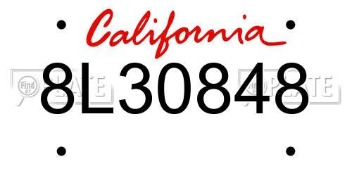 8L30848 California License Plate