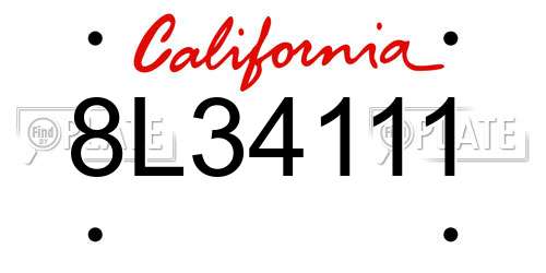 8L34111 California License Plate