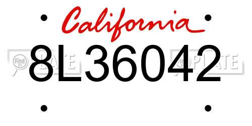 8L36042 California License Plate