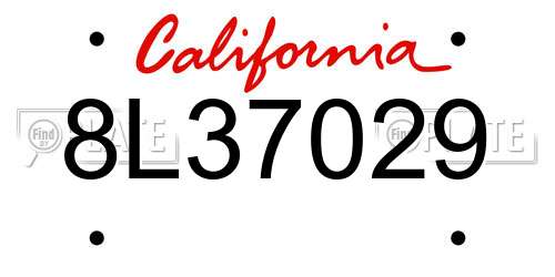 8L37029 California License Plate