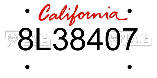 8L38407 California License Plate