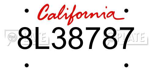 8L38787 California License Plate