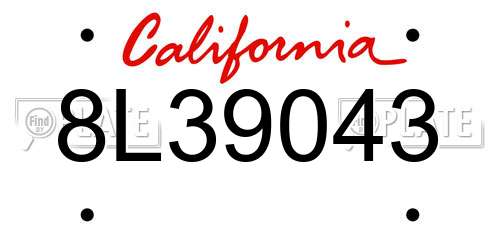 8L39043 California License Plate