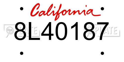 8L40187 California License Plate