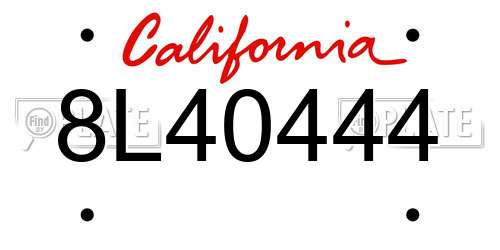 8L40444 California License Plate
