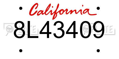 8L43409 California License Plate
