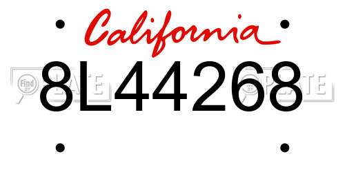 8L44268 California License Plate