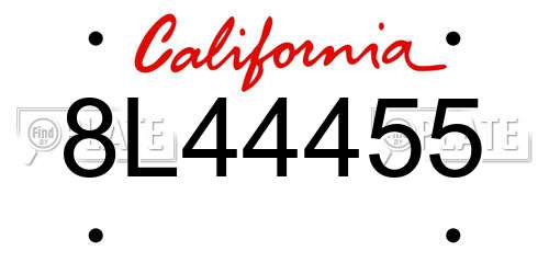 8L44455 California License Plate