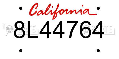8L44764 California License Plate